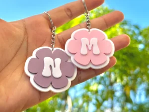 Flower Initial Keychain