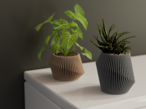 Modern ribbed planter