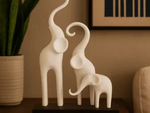 Minimalist Elephant Family Sculpture (Set of 3)  | Elegant Home Decor