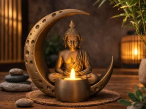 Buddha Moon Tealight Holder - Zen Meditation Decor