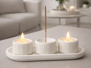 Luxury Tea Light Holder Set with Incense Tray